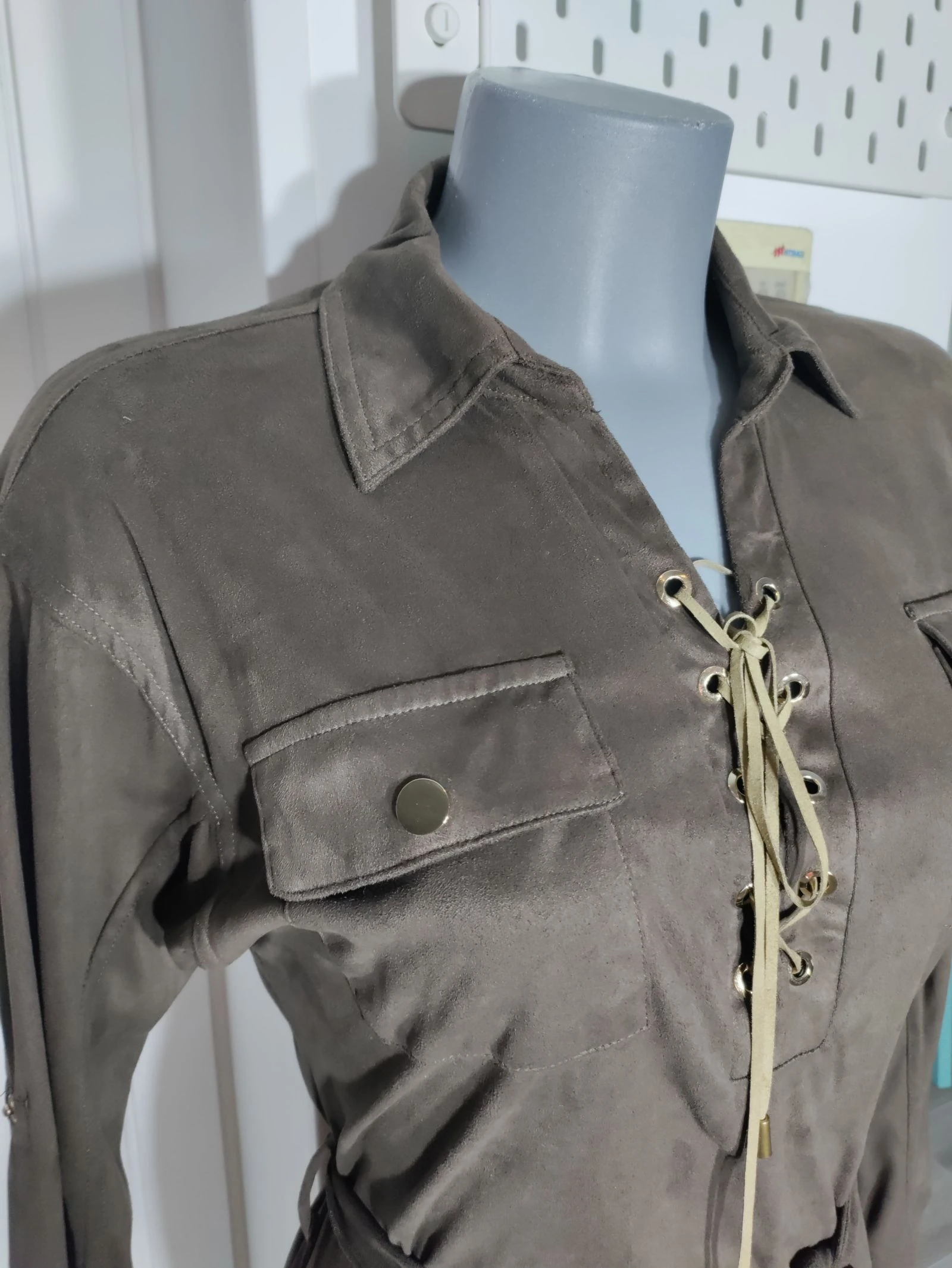 Boho safari-stijl bruin suède hemdjurk met riem – Past op maat L (zie afmetingen) – photo 2